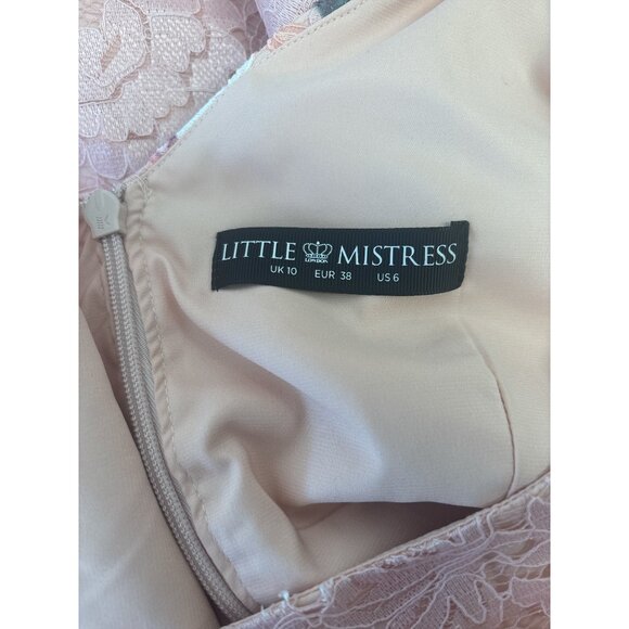 Little Mistress Pink Floral Lace Sheath Dress Womens 6 UK 10 Wedding Guest Cockt - Picture 6 of 10